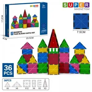Kids Educational Magnet Tiles Set DIY Construction Castle Magnetic Building Blocks Toy