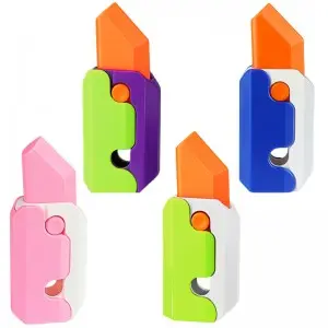 Adults Glowing Fidget Sensory Toys Small Plastic Retractable Carrot Knife Prop Stress Relief 3D Printed Gravity Radish Knife Toy