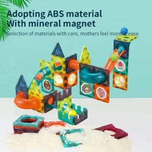 Funny Marble Run Ball Game Magnetic Race Track Building Blocks with Light
