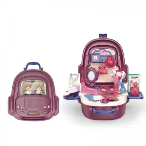 25 PCS Plastic Fashional Girls Cosmetic Beauty Play Set Kids Make Up Dress Up Toy with Backpack