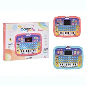 Kids Learning Tablet with Piano & ABC Touchscreen – Bilingual LED Educational Toy for Ages 3-6, Pink/Blue