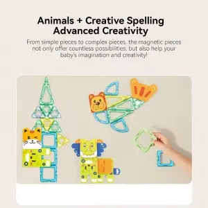 Toddler STEM Educational Magnet Building Block Set Kids Creative Magnetic Animals Tiles Toys For Christmas Gift