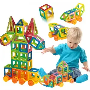 Montessori Magnetic Tiles Toys Preschool STEM Educational Construction Building Blocks Set for Kids