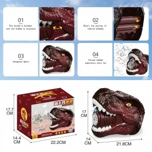 Party Tyrannosaurus Rex Bubble Maker Toys Electric Automatic Dinosaur Head Bubble Blower Machine Toy with Light and Sound Effect