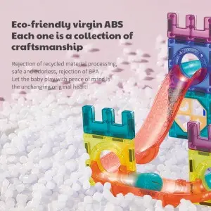 Glow In Dark Magnetic Construction Toys Race Tracks Light Up Plastic Magnet Connection Tiles Kids Building Block Marble Run Ball