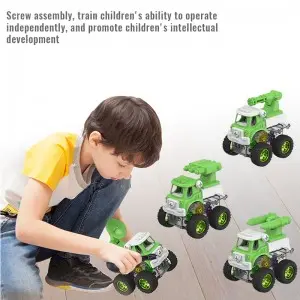 Children Engineering/Fire Rescue/Military Series Take Part in Toy Screw Assembling Vehicle DIY Building Block Kit Truck for Kids
