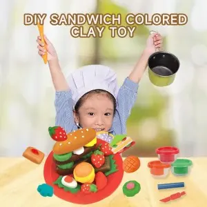 Creative Kids Air Dry Clay Modeling Art and Craft Kit Preschool Children DIY Sandwich Breakfast Plasticine Toys Developing Play Dough