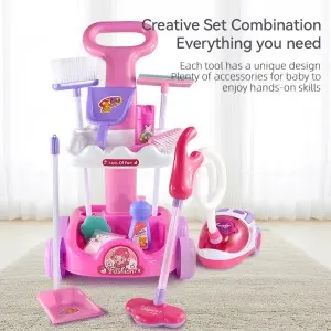 Kids Pretend Cleaning Set – Light-Up Vacuum, Broom & Dustpan, Interactive Role Play Toy Ages 3+