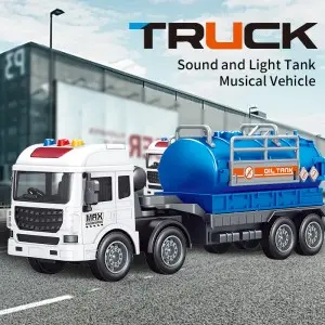 High Quality Boy Gift Plastic Inertia Musical Oil Car Kids Friction Oil Tank Truck Toy with Sound and Light