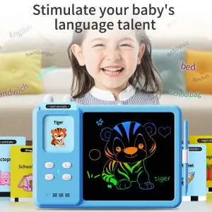 2-in-1 LCD Writing Drawing Tablet English Talking Flash Cards Montessori Educational Learning Machine Autism Sensory Toy for Kid