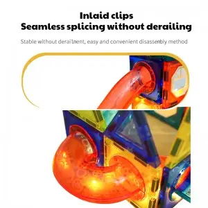 Glow In Dark Magnetic Construction Toys Race Tracks Light Up Plastic Magnet Connection Tiles Kids Building Block Marble Run Ball