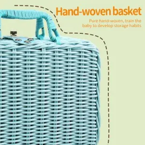 Kids Pretend Play Afternoon Tea Picnic Basket Toy Set Education Simulated Mocha Pot Coffee Cup Set