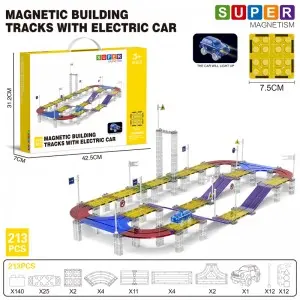 Kids Flexible DIY Magnetic Building Slot Toy Race Track Sets with Electric Light Up Cars