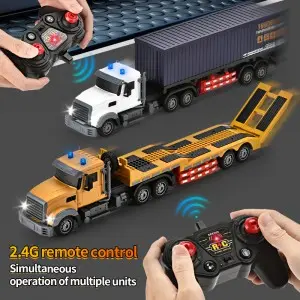 Kids 1:20 Scale Simulation Transport Vehicle Container Truck Dump Truck Remote Control Engineering Truck Toys with Light & Music