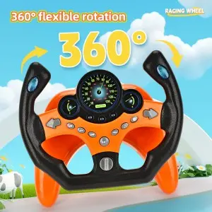 Kids Racing Simulator Toy – 360° Steering Wheel & Pedals with Suction Base, Montessori Sensory Driving Game Ages 3-8