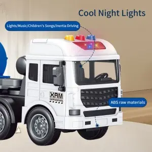 High Quality Boy Gift Plastic Inertia Musical Oil Car Kids Friction Oil Tank Truck Toy with Sound and Light