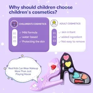 kin Friendly Make Up Kit Washable Real Cosmetic Set for Kids Little Girls Birthday Gift