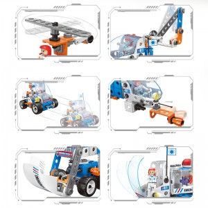 STEAM Education Screw and Nut Connecting Emergency Vehicle Building Play Kit 117pcs 7-in-1 DIY Truck Assembly Toys for Kids