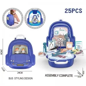 25pcs Plastic Backpack Medical Toy Kit Boys Girls Educational Doctor Patient Role Play Game Set Toys for Kids