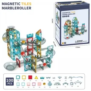 Factory Wholesale Magnetic Rolling Ball Track Toys Kids Assembling Magnet Building Tile Slot Toy