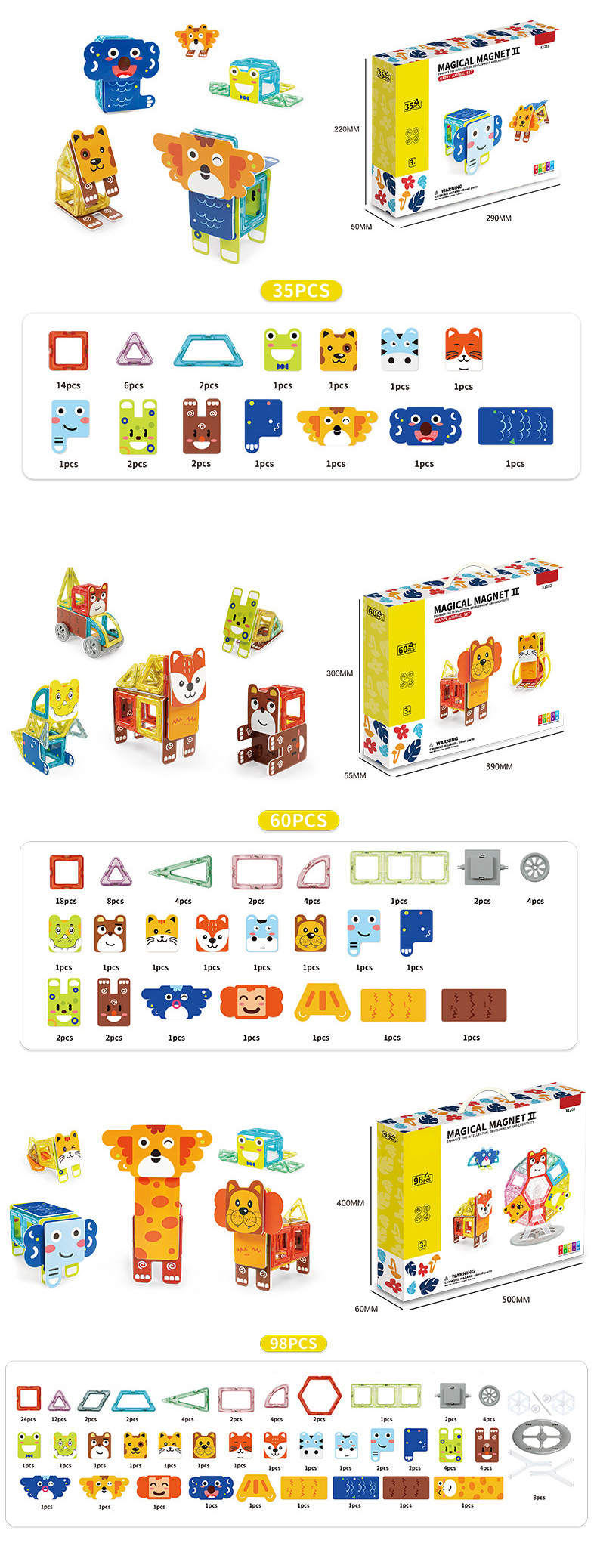 Magnetic Animals Tiles (10)