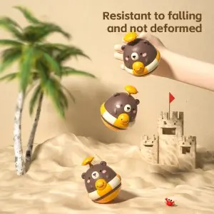 Infant Indoor Cartoon Roly-Poly Tumbler Toy Toddler Bathtub Water Sprinkler Gun Machine Cute Baby Pressing Bear Water Squirt Toy