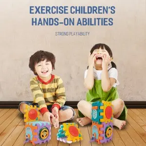 Toddler Educational DIY 3D Puzzle House Assemble Blocks Learning Hexahedron Montessori Musical Activity Cube Toy for Babies