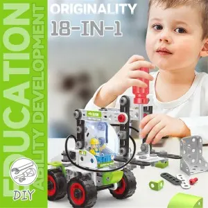 227PCS DIY Construction 18 Model in 1 Agricultural Vehicle Play Kit STEM Farming Truck Assembled Building Block Toy for Kids