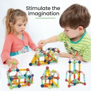 New Magnetic Rods and Balls STEAM Montessori Magnet Building Blocks Toy Set