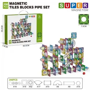 Assembling Marble Race Run Maze Ball Track Toy Kids STEM Learning 3D Clear Magnetic Tiles