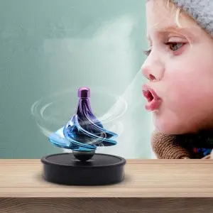Magnetic Fidget Spinner Toy – Wind-Powered Desktop Stress Reliever with Manual/Blow Spin Modes