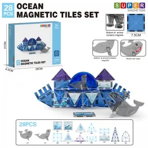 Wholesale Creative Ocean Animal Magnetic Tiles Building Blocks Toy Set Kids DIY Magnet Connector Toys