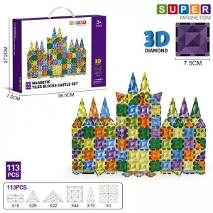 Kids DIY Assembling Set STEM Intelligent Magnetic Building Tiles Toy Parent-child Interactive