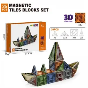 High Quality 3D Diamond Magnet Building Block Set STEM Educational Magnetic Tiles Toys for Children