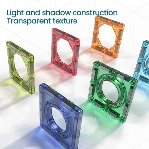 Luminous Magnetic Tiles Assembling Marble Run Ball Track Block Toy with Music & Light
