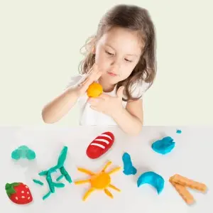 Children’s Early Educational Diy Colored Clay Breakfast Making Mold Kit Plastic Cutter Rollers Tool Non-toxic Colored Dough Toys