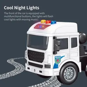 Kids Acousto-Optic Friction Transporter Vehicles Ejection Foldable Deformation Military Trailer Truck Toy with Mini Racing Cars