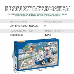 STEAM Education Screw and Nut Connecting Emergency Vehicle Building Play Kit 117pcs 7-in-1 DIY Truck Assembly Toys for Kids