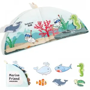 Infant Toddler Early Learning Puzzle Fabric Cloth Book Set Washable Montessori Sensory Tear & Paste Soft Cloth Baby Books