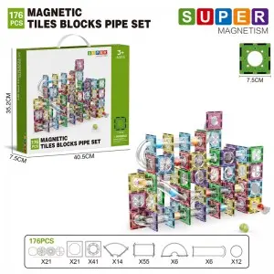 Assembling Marble Race Run Maze Ball Track Toy Kids STEM Learning 3D Clear Magnetic Tiles