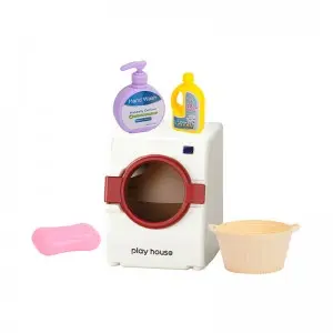 Kids Realistic Household Appliance Washing Machine Toy with Simulated Laundry Detergent Soap Laundry Basket