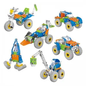 209PCS 6 in 1 Kids Drill Screw Nut Puzzle Building Block Play Kit STEAM Educational Take Part Vehicle Toys DIY Assembly Truck