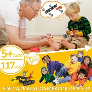 117PCS 6-in-1 City Construction Truck Inertia Model DIY Building Kit Excavator Children Hand on STEM Engineering Toys for Kids