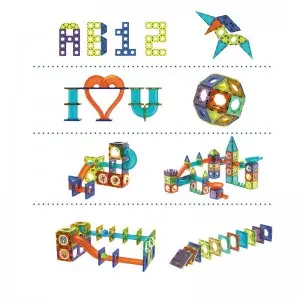 Funny Marble Run Ball Game Magnetic Race Track Building Blocks with Light