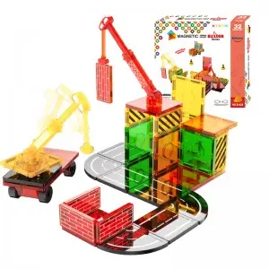 32pcs Engineering Magnetic Tiles Toys Magnet Splicing Excavator Crane Truck Building Blocks