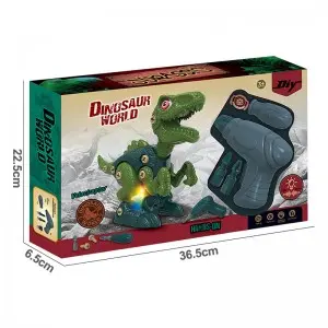Children STEM Take Part Dinosaur Play Kit Screw Connecting Animal Kids DIY Assemble Construction Dinosaur Toy with Music Light