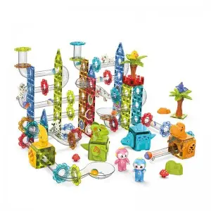 Classic Fun Marble Ball Run Track Toy DIY Construction Creative Structures Magnetic Tiles Tube Toy for Kids