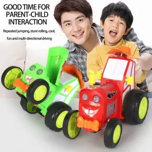 Rechargeable Children Remote Control Jumping Car Magic Flip Rolling Vehicle Toy Crazy Rc Stunt Car for Kids with Light and Music