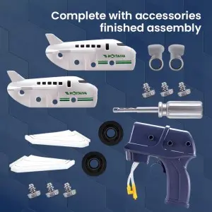 2-in-1 Plastic DIY Screws Assembling Truck Airplane Toys Bubble Gun Blaster for Kids STEM Education & Summer Outdoor Play