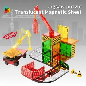 32pcs Engineering Magnetic Tiles Toys Magnet Splicing Excavator Crane Truck Building Blocks